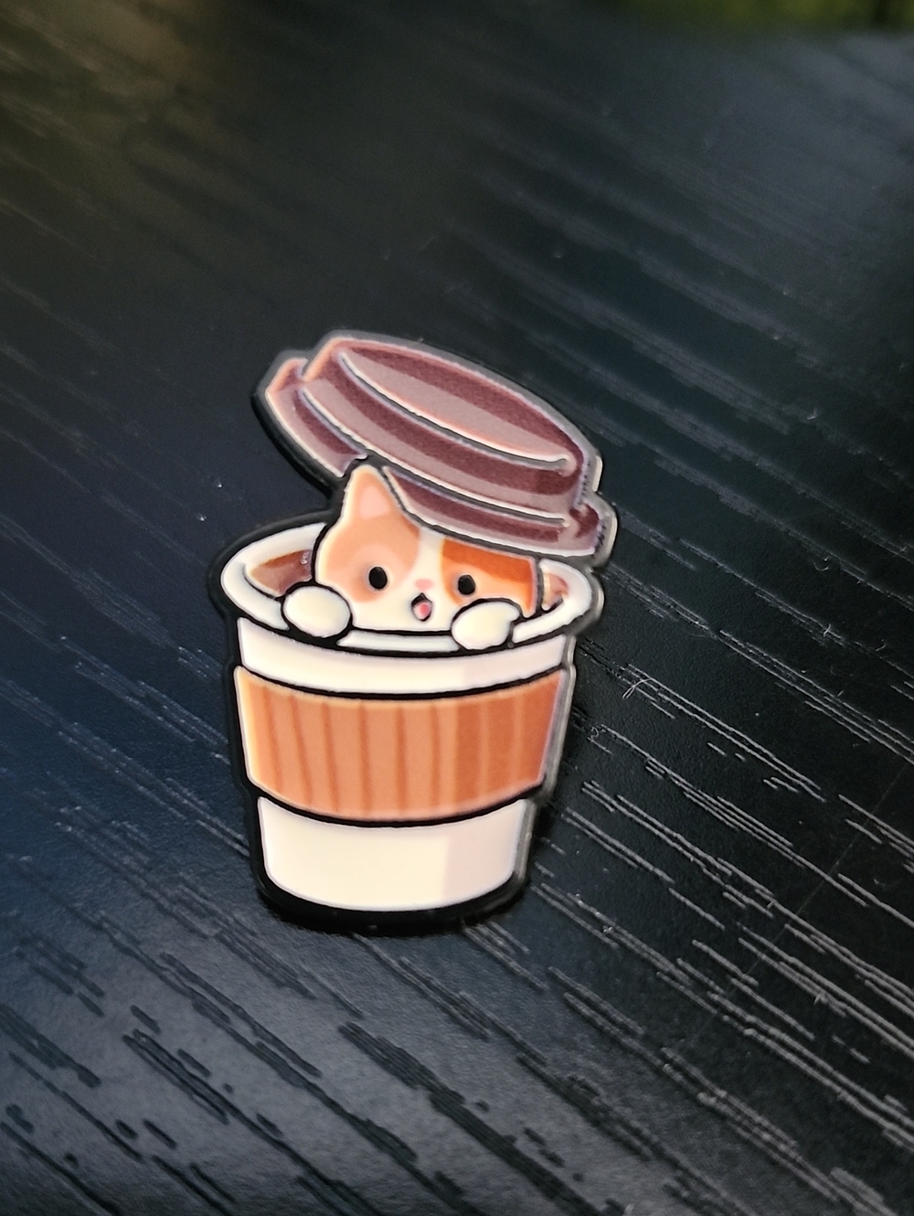 Cute Orange Cat in Coffee Cup Enamel Pin - Pets Cat Accessory